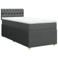 cadre de lit et matelas Gris foncé 90x190 cm Tissu