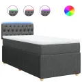cadre de lit et matelas Gris foncé 90x190 cm Tissu