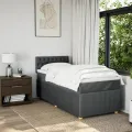 cadre de lit et matelas Gris foncé 90x190 cm Tissu