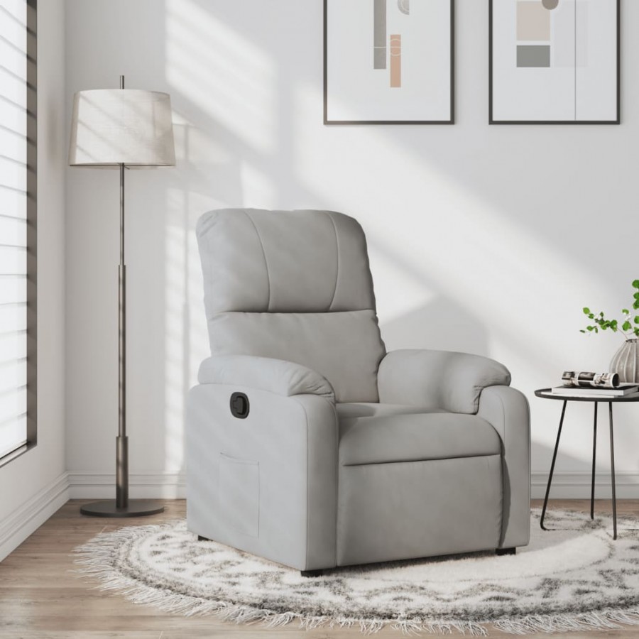 Fauteuil inclinable gris clair tissu microfibre