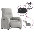 Fauteuil inclinable électrique gris clair tissu microfibre