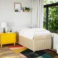 cadre de lit et matelas Crème 90x190 cm Tissu