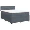 cadre de lit et matelas Gris foncé 140x200cm Velours