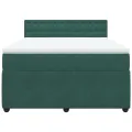 cadre de lit et matelas Vert foncé 140x200cm Velours