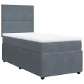 cadre de lit et matelas Gris foncé 90x200 cm Velours