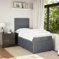 cadre de lit et matelas Gris foncé 90x200 cm Velours
