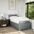 cadre de lit et matelas Gris clair 90x190 cm Tissu