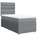 cadre de lit et matelas Gris clair 90x190 cm Tissu