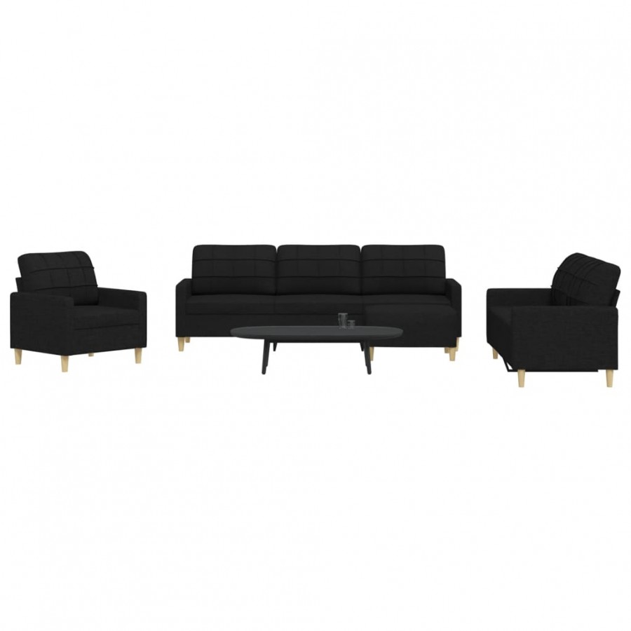 Ensemble de canapés 4 pcs avec repose-pied noir tissu