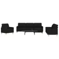 Ensemble de canapés 4 pcs avec repose-pied noir tissu