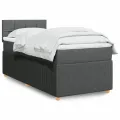 cadre de lit et matelas Gris foncé 90x190 cm Tissu