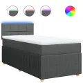 cadre de lit et matelas Gris foncé 90x190 cm Tissu