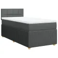 cadre de lit et matelas Gris foncé 90x190 cm Tissu