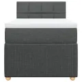 cadre de lit et matelas Gris foncé 90x190 cm Tissu