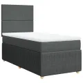 cadre de lit et matelas Gris foncé 90x190 cm Tissu