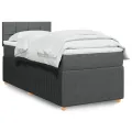 cadre de lit et matelas Gris foncé 90x190 cm Tissu