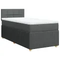 cadre de lit et matelas Gris foncé 90x190 cm Tissu