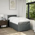 cadre de lit et matelas Gris foncé 90x190 cm Tissu