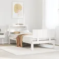 Cadre de lit avec tête de lit sans matelas blanc 90x190 cm