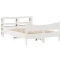 Cadre de lit avec tête de lit blanc 160x200 cm bois pin massif