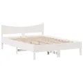 Cadre de lit avec tête de lit blanc 160x200 cm bois pin massif