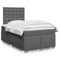 cadre de lit avec matelas Gris foncé 120x200cm Tissu