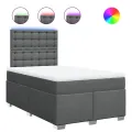 cadre de lit avec matelas Gris foncé 120x200cm Tissu