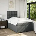 cadre de lit avec matelas Gris foncé 120x200cm Tissu