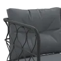 Canapé de jardin avec coussins forme de L noir acier textilène