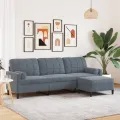 Canapé à 3 places avec repose-pieds Gris foncé 210 cm Velours