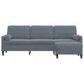 Canapé à 3 places avec repose-pieds Gris foncé 210 cm Velours