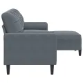 Canapé à 3 places avec repose-pieds Gris foncé 210 cm Velours