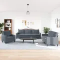Ensemble de canapés 3 pcs avec coussins Gris foncé Velours