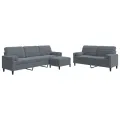 Ensemble de canapés 3 pcs avec coussins et traversins velours