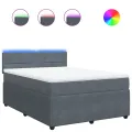 cadre de lit et matelas Gris foncé 140x200cm Velours