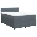 cadre de lit et matelas Gris foncé 140x200cm Velours