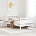 Cadre de lit avec tête de lit sans matelas blanc 90x190 cm