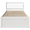 Cadre de lit avec tête de lit blanc 90x190cm bois de pin massif