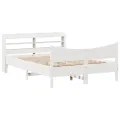 Cadre de lit avec tête de lit blanc 120x190 cm bois pin massif