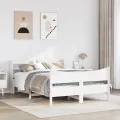 Cadre de lit avec tête de lit blanc 120x190 cm bois pin massif