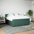 cadre de lit et matelas Vert foncé 180x200cm Velours