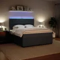cadre de lit et matelas Gris foncé 180x200cm Velours