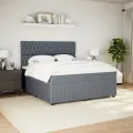 cadre de lit et matelas Gris foncé 180x200cm Velours