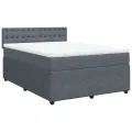 cadre de lit et matelas Gris foncé 140x200cm Velours