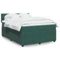 cadre de lit et matelas Vert foncé 140x200cm Velours