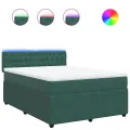 cadre de lit et matelas Vert foncé 140x200cm Velours