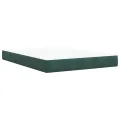 cadre de lit et matelas Vert foncé 140x200cm Velours