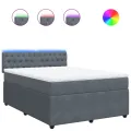 cadre de lit et matelas Gris foncé 140x200cm Velours