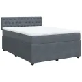 cadre de lit et matelas Gris foncé 140x200cm Velours