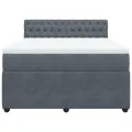 cadre de lit et matelas Gris foncé 140x200cm Velours